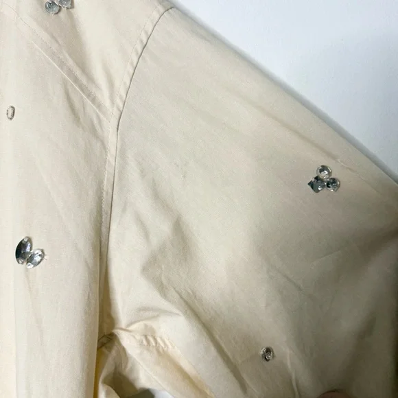 Sandro Rhinestone Cream Collared Shirt - Picture 5 of 12